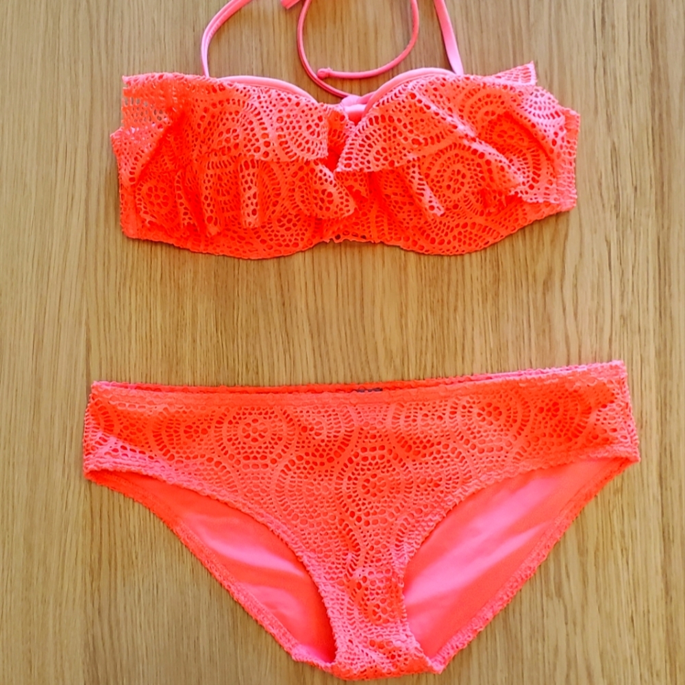 Frilly Coral Pink Aerie Bikini